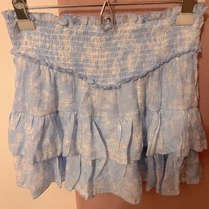 Blue and White bohemian mini skirt (never been worn)